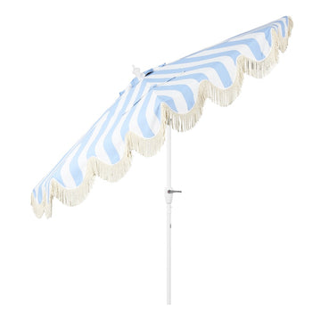 Beverly 9 ft. Designer Classic Scalloped Fringe Half Market Patio Umbrella